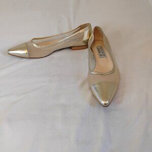 PANCALDI for Diane B. vero cuoio womens 38.5 metallic luxury balletcore flat